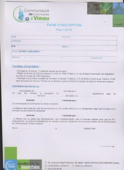 Fiche d'inscription 1