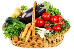 20337318 - fresh vegetables in basket isolated on white