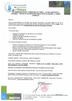 offre d'emploi de la ccv