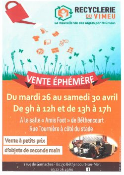 vente ephemere recyclerie du vimeu