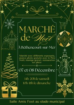 Affiche Marché de Noël illustratif rouge blanc - 3